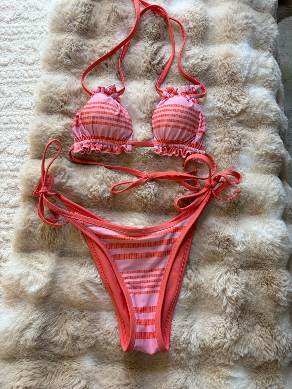 Cupshe 2 piece string bikini peach size medium